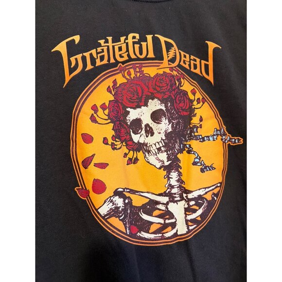 Grateful Dead Black Crewneck lightweight Sweatshirt  Skull & Roses Bertha  SZ M - Picture 2 of 10